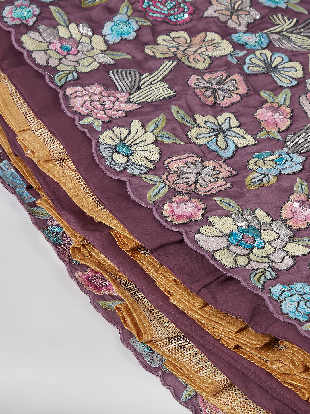 House of Panchhi Lavender Georgette Sequins And Thread Embroidery Lehenga Choli & Dupatta | Swadesiicart
