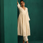trueBrowns Ivory Tonal Cotton Anarkali Kurta Pant Set | Swadesiicart