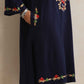 trueBrowns Blue Kashmiri Embroidered Woollen Phiran Kurta | Swadesiicart