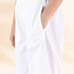 trueBrowns White Cotton Dobby V-Neck Co-ord Set - Swadesiicart