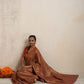 trueBrowns Brown Gold Lurex Ready To Wear Saree | Swadesiicart