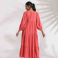 trueBrowns Pink Cotton Tier Dress | Swadesiicart
