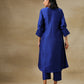 trueBrowns Blue Textured Silk Puff Sleeve Kurta Pant Set | Swadesiicart