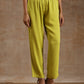 trueBrowns Lime Modal Satin Shoulder Pleat Co-Ord Set - Swadesiicart