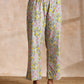 trueBrowns Grey Overall Floral Block Print Cotton Angrakha Kurta Pant Set | Swadesiicart