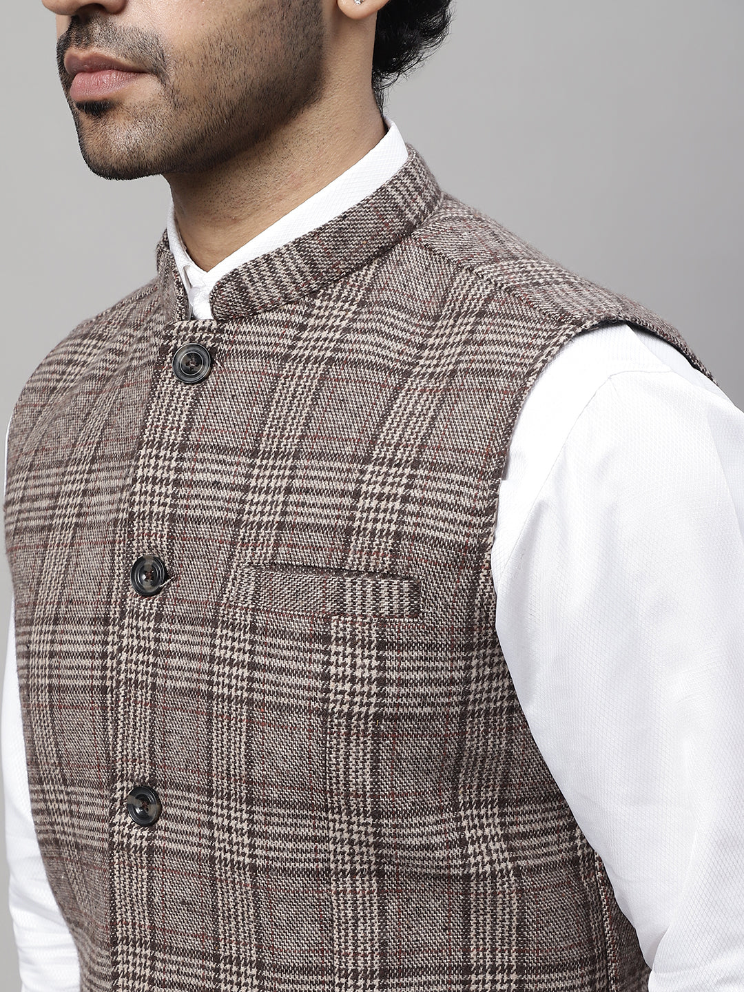 Even Apparels Men's Beige Pure Wool Nehru Jacket | Swadesiicart