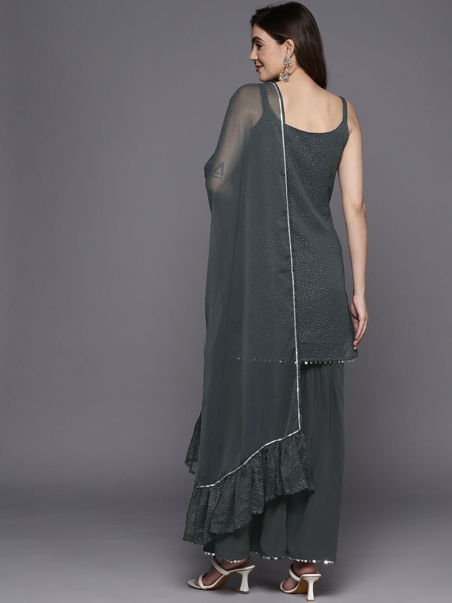 Ahalyaa Printed Regular Gotta Patti Kurti With Sharara & Dupatta | Swadesiicart