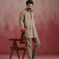 trueBrowns Men's Grey Cotton Shirt Collar Stylized Kurta Co-ord set - Swadesiicart