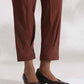 trueBrowns Brown Cotton Print Pleated Top & Pants Co-ord Set - Swadesiicart