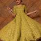 Pomcha Jaipur Bandhej Mehndhi Green Cotton Anarkali Set | Swadesiicart