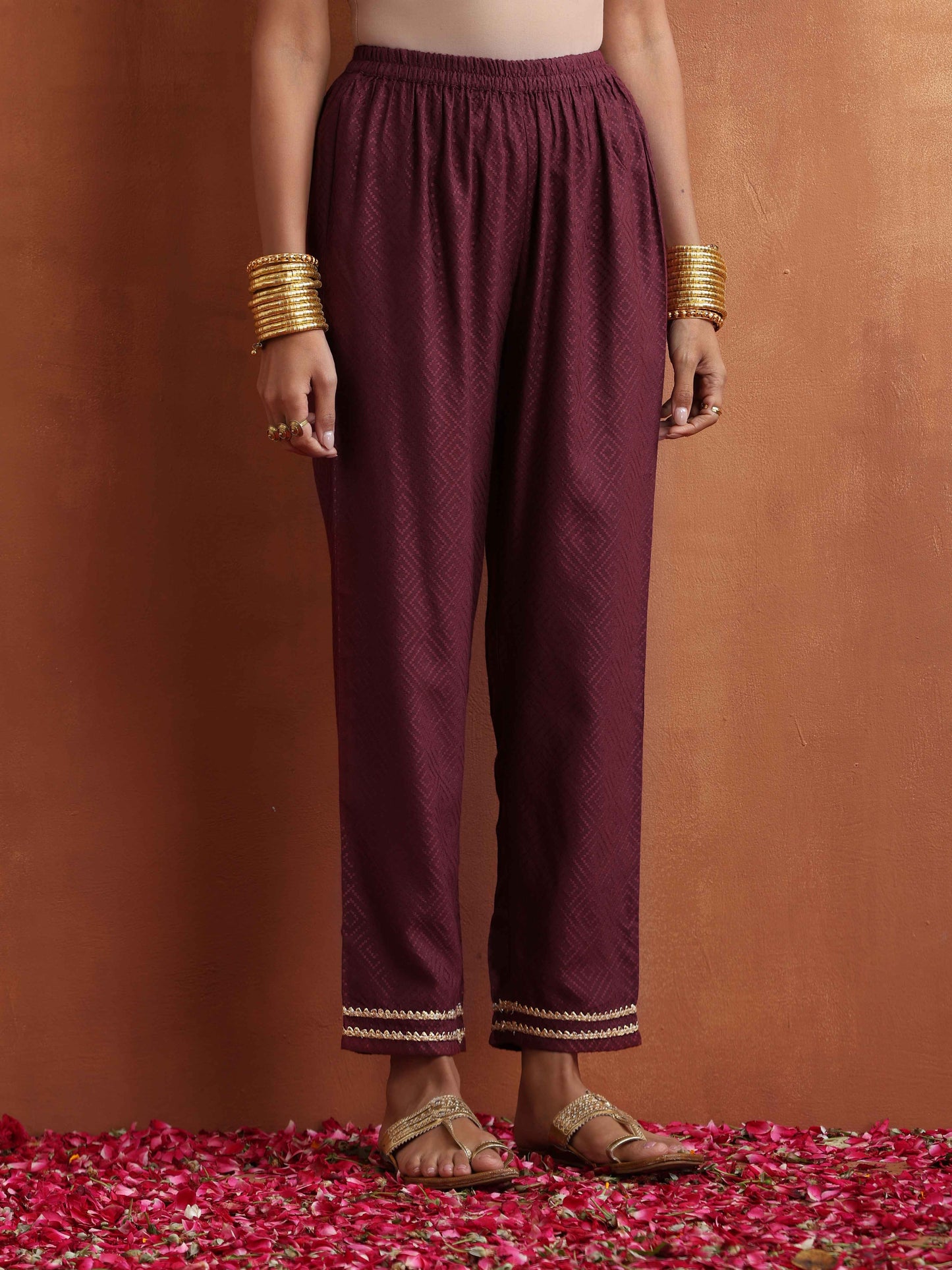 trueBrowns Maroon Flared Anarkali Kurta Set | Swadesiicart