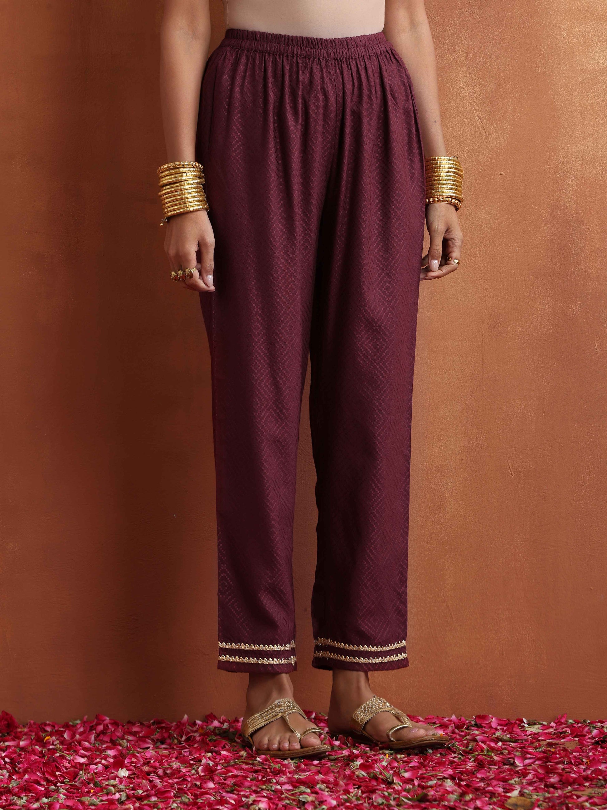 trueBrowns Maroon Flared Anarkali Kurta Set | Swadesiicart