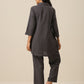 trueBrowns Slate Grey Slub Texture Collar Short Co-Ord Set - Swadesiicart