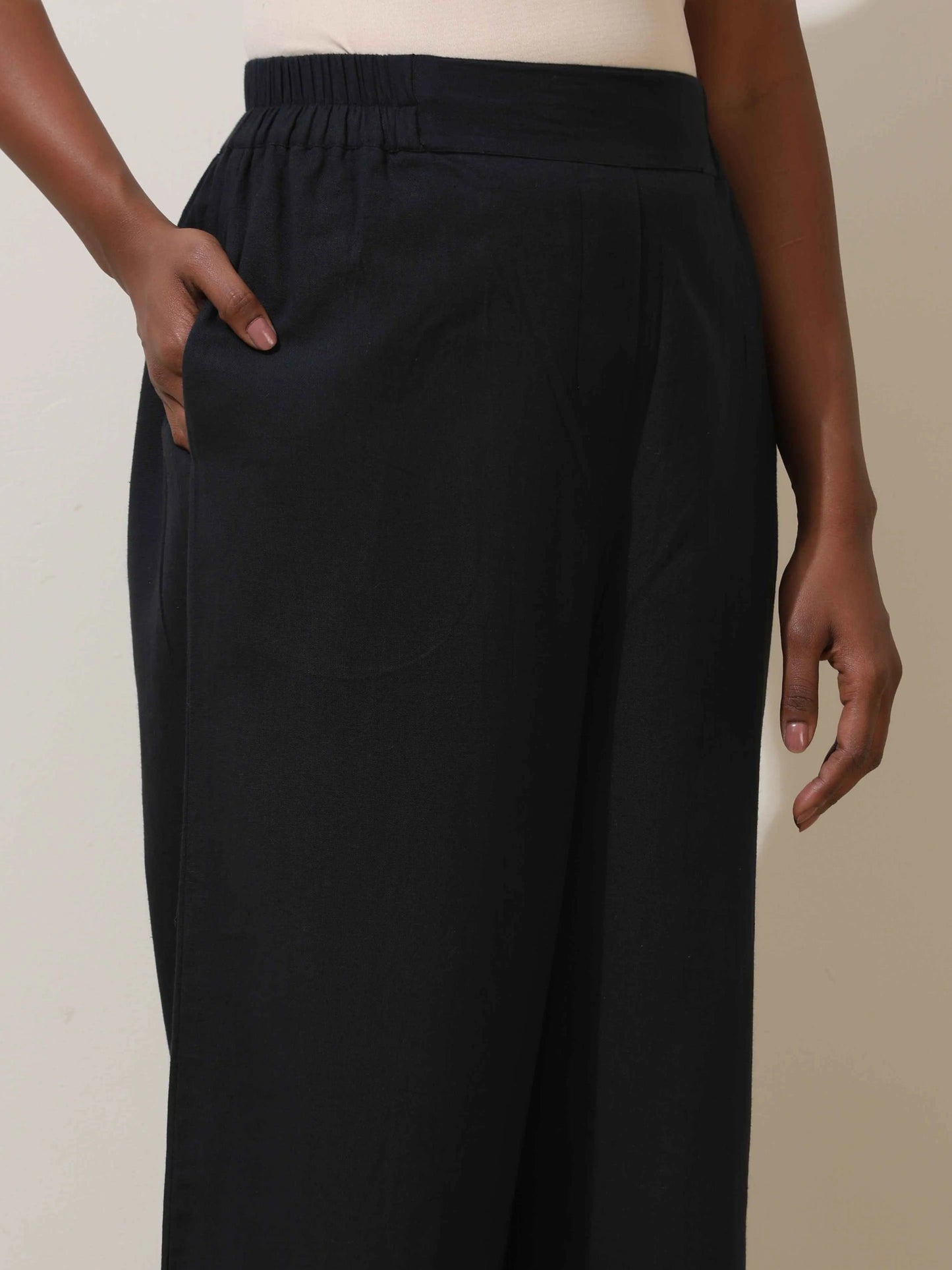 trueBrowns Black Cotton Linen Co-Ord Set - Swadesiicart