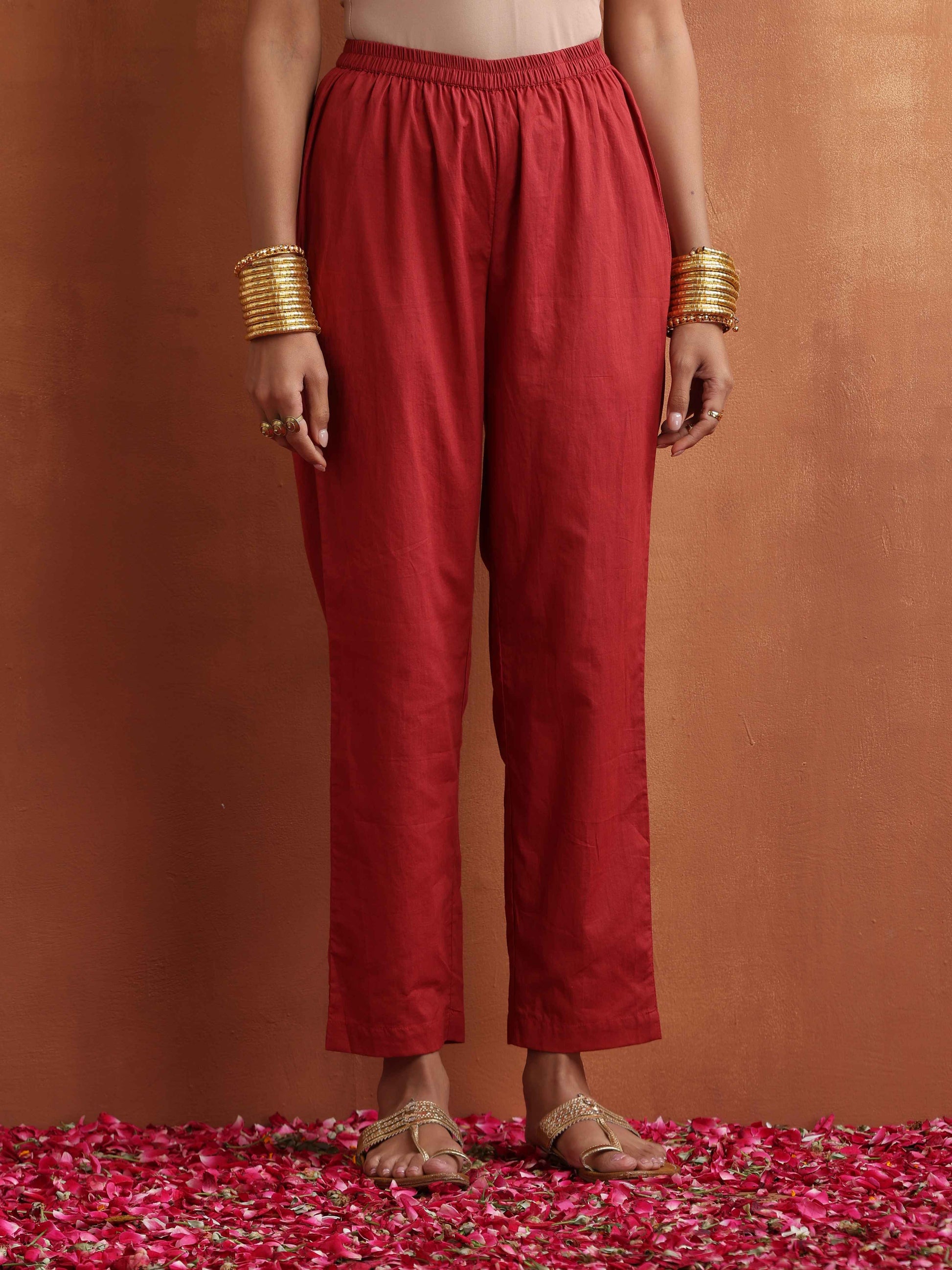 trueBrowns Rust Print Kurta Co-ord Set - Swadesiicart