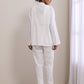 trueBrowns White Slub Texture Pant Suit Set | Swadesiicart