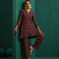 trueBrowns Black Diamond Muslin Silk Printed Relaxed Co-ord Set - Swadesiicart