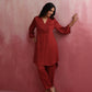 trueBrowns Maroon Modal V Neck Kurta Co-ord Set - Swadesiicart