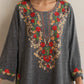 trueBrowns Grey Kashmiri Embroidered Woollen Phiran Kurta | Swadesiicart