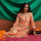 trueBrowns Orange Floral Print A-line Kurta Set | Swadesiicart