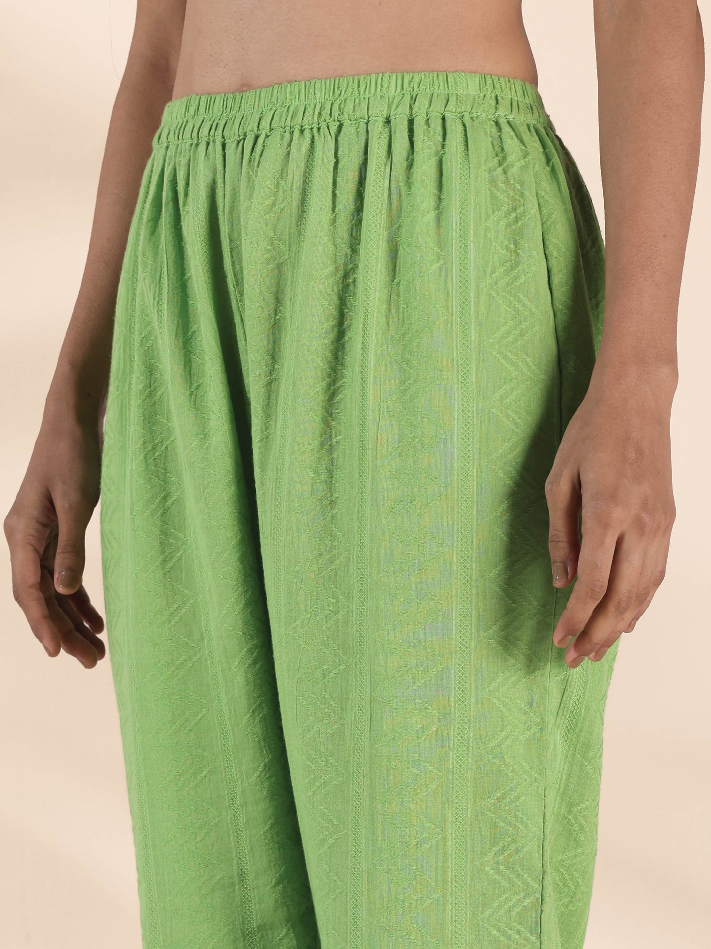 trueBrowns Green Cotton Dobby Short Co-ord Set - Swadesiicart