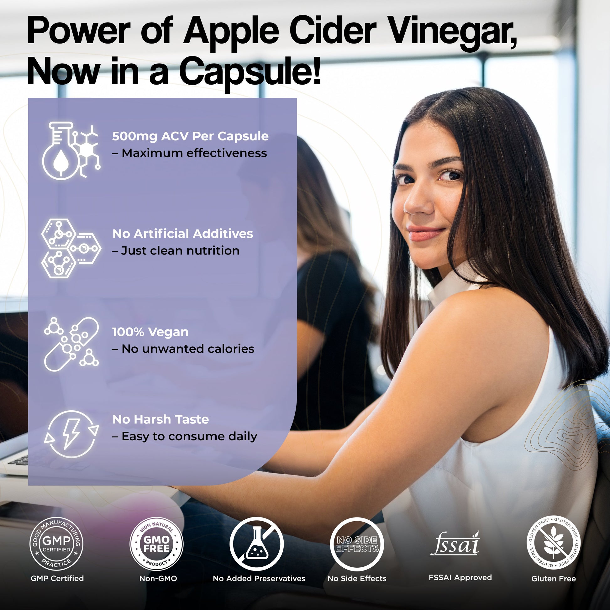 Health Veda Organics Apple Cider Vinegar Supplements Capsules - Swadesiicart