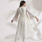 trueBrowns Off-White Cotton Floral Embroidered Flared Kurta Set | Swadesiicart