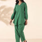 trueBrowns Green Cotton Dobby Relaxed Co-ord Set - Swadesiicart