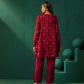 trueBrowns Maroon Diamond Viscose Silk Relaxed Co-ord Set - Swadesiicart