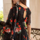 Pomcha Jaipur Red And Black Organza Anarkali Set | Swadesiicart