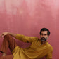 trueBrowns Men's Mustard Mandarin Collar Kurta | Swadesiicart