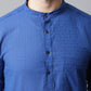 Even Apparels Blue Solid Kurta With Band Collar | Swadesiicart