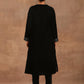 trueBrowns Black Velvet Embroidered Kurta | Swadesiicart