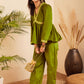 InWeave Women's Olive Mughal Shaan Style Velvet Short Kurta Set - Swadesiicart