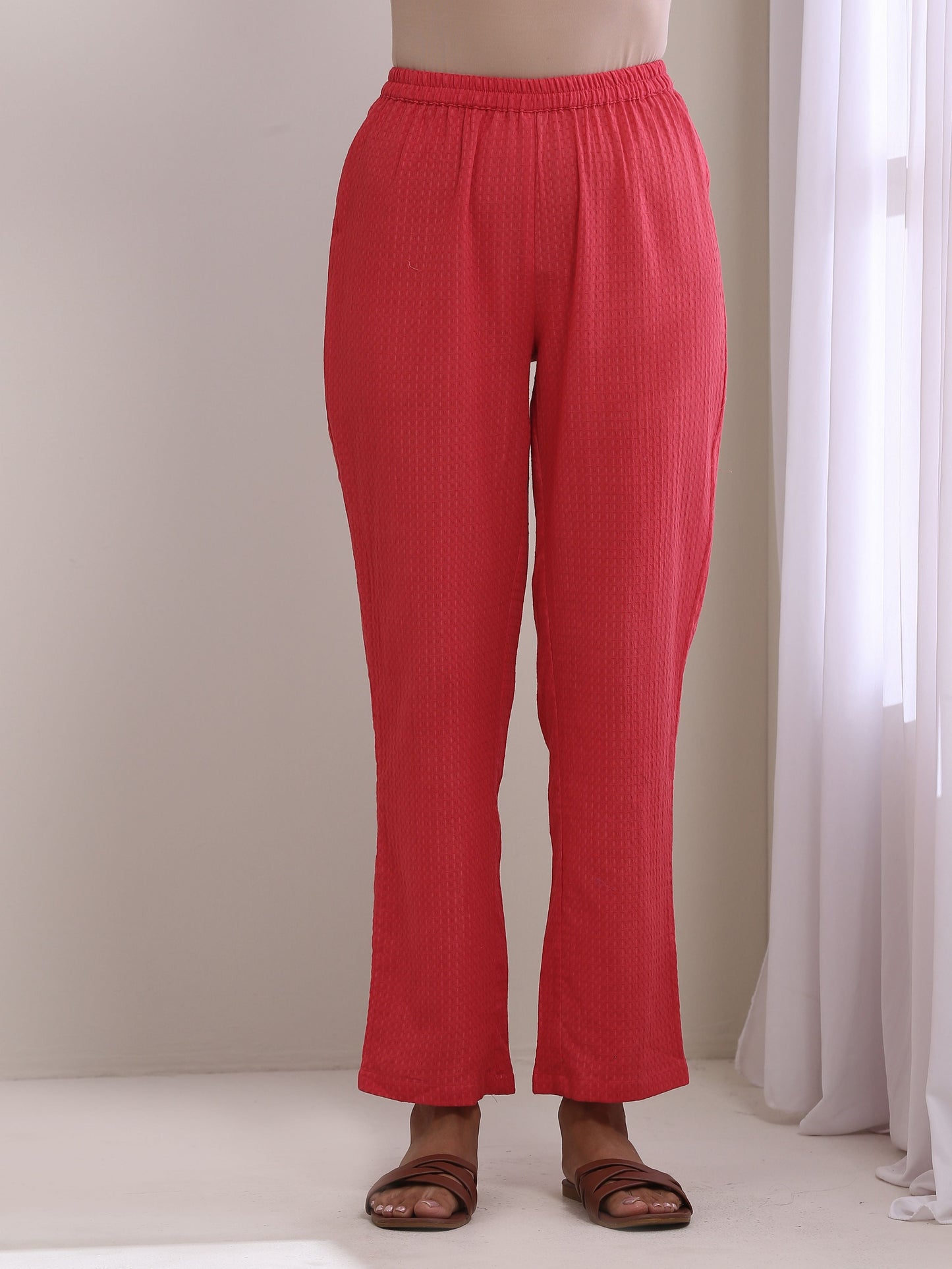 trueBrowns Bright Pink Dobby Boxy Fit High Low Co-Ord Set - Swadesiicart