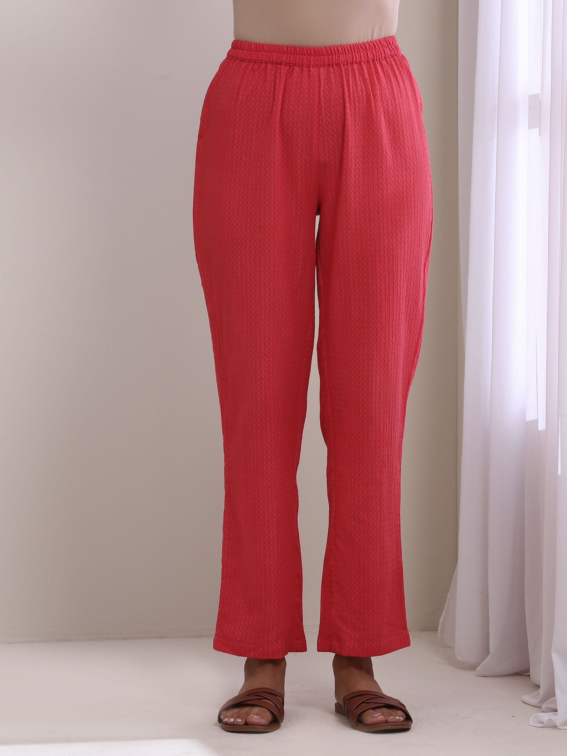 trueBrowns Bright Pink Dobby Boxy Fit High Low Co-Ord Set - Swadesiicart