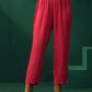 trueBrowns Pink Floral Viscose Silk Round Neck Puff Sleeve Kurta Pant Set | Swadesiicart