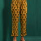 trueBrowns Mustard Flower Stem Muslin Silk Printed Relaxed Co-ord Set - Swadesiicart