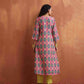 trueBrowns Pink Print High Slit Kurta Set | Swadesiicart