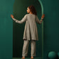 trueBrowns Grey Silk Flared Co-ord Set - Swadesiicart