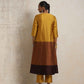 trueBrowns Gold Brown Silk A-line Kurta Set | Swadesiicart