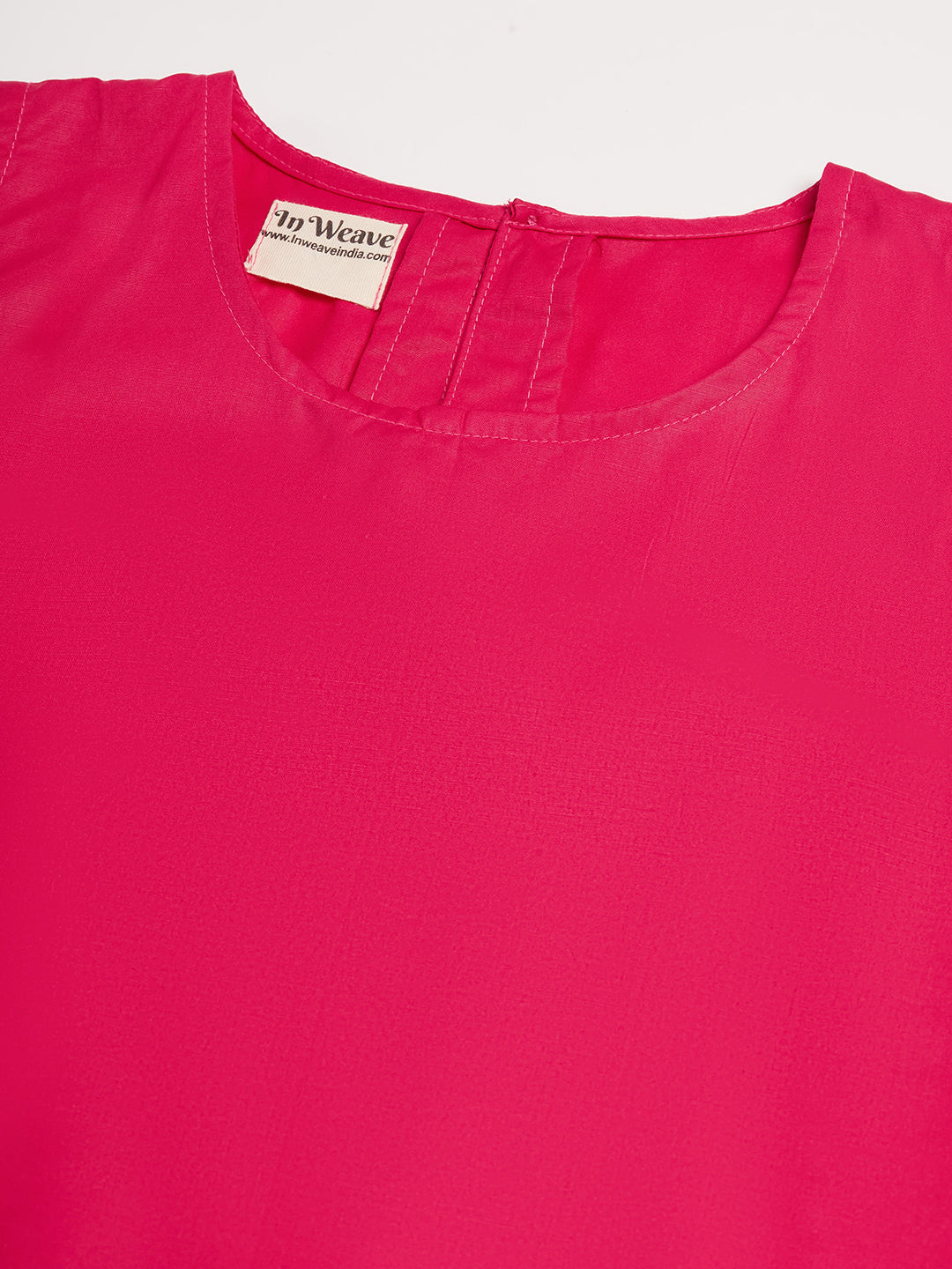 InWeave Women's Fuchsia Short Kurta Palazzo Set - Swadesiicart