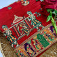 Lorenvalley Fashion Premium Red Vichitra Silk Embroidery and Diamond work Both Side Saree - Swadesiicart