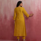 trueBrowns Mustard Cotton Dobby Kurta Set | Swadesiicart