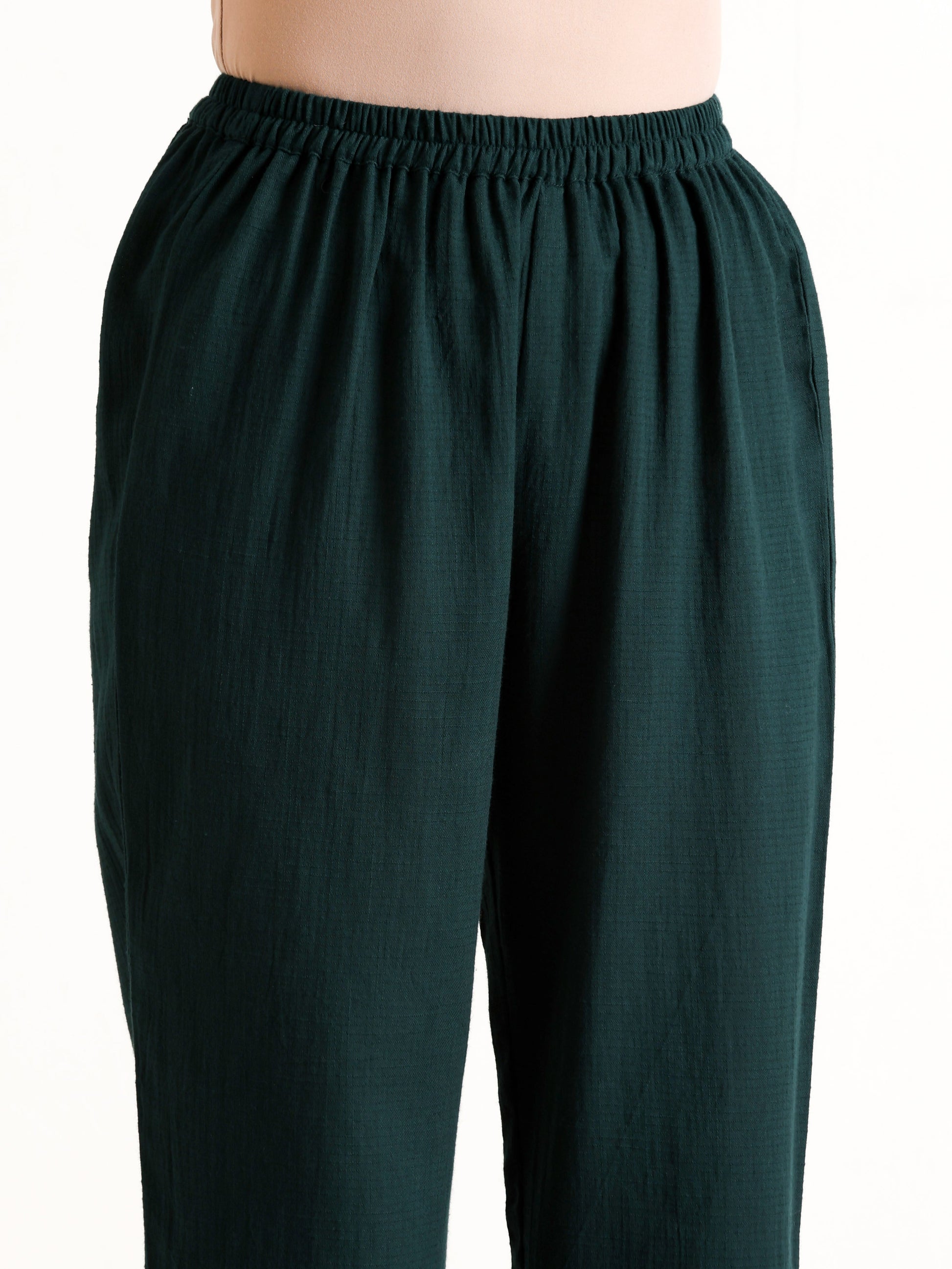 trueBrowns Dark Green Sleeveless Flared Kurta Pant Set | Swadesiicart