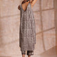 trueBrowns Clay Dabu Buta Print Cotton Sleeveless Flared Kurta Pant Set | Swadesiicart
