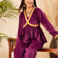 InWeave Women's Wine Mughal Shaan Style Velvet Short Kurta Set - Swadesiicart