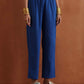 trueBrowns Blue Metallic Flared Anarkali Kurta Set | Swadesiicart