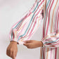 trueBrowns Off-White Cotton Multi Stripe Short Dress | Swadesiicart