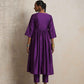 trueBrowns Purple Silk Anarkali Flared Kurta Set | Swadesiicart